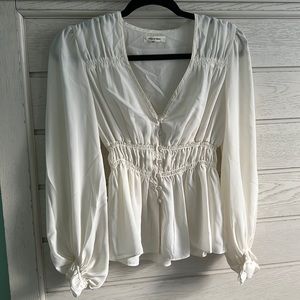 Max Studio White Romantic Blouse | Clean Girl • Cottagecore